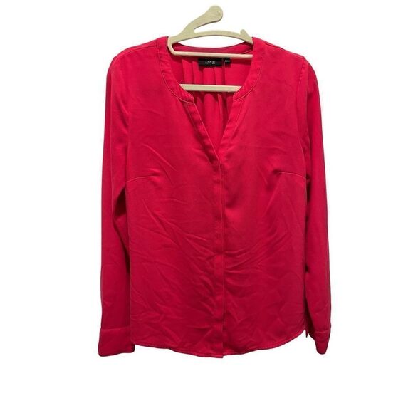 Apt 9 pink longsleeve button up blouse, women’s size XS - Picture 1 of 4